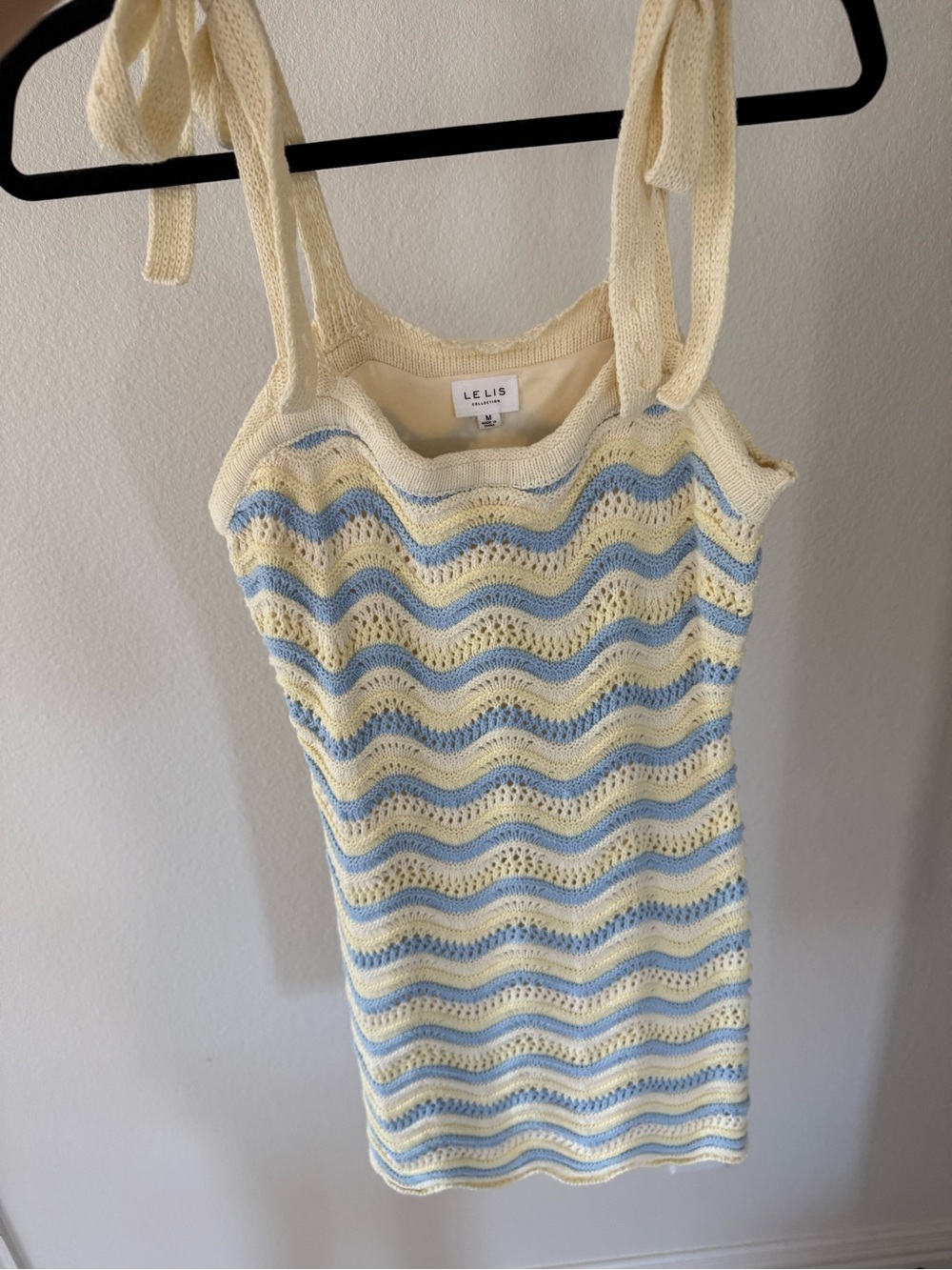 Crochet mini dress/coverup with tie-shoulders